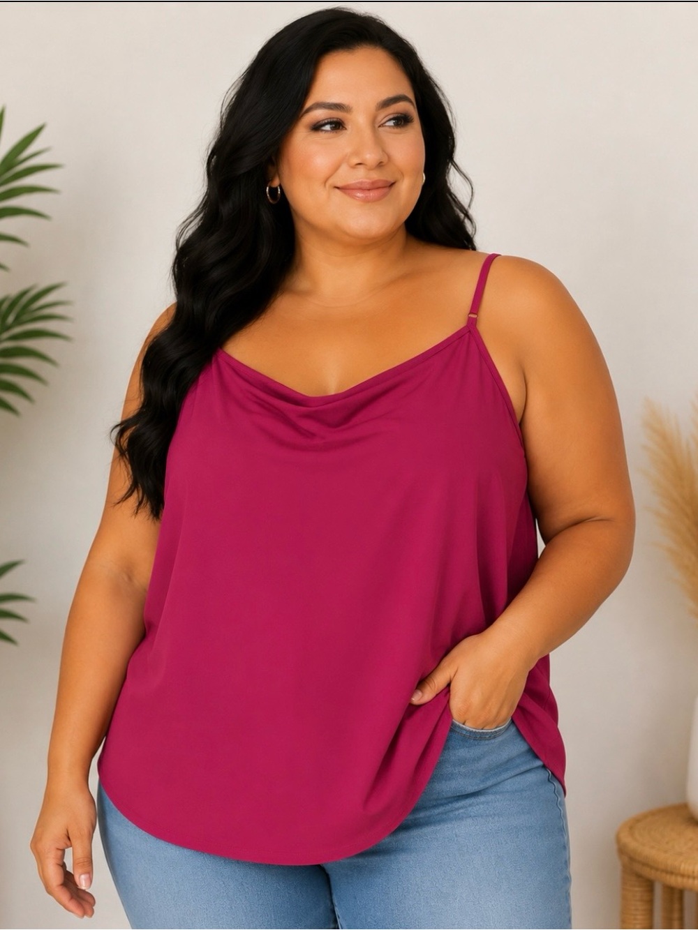 Lane Bryant Hot Pink Cowl Neck Tank